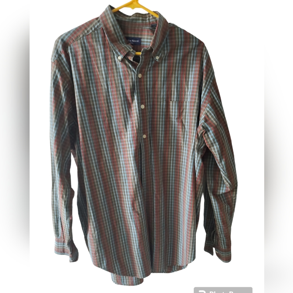 Austin Reed London long‎ sleeve button down stripped multi colored shirt size Lg